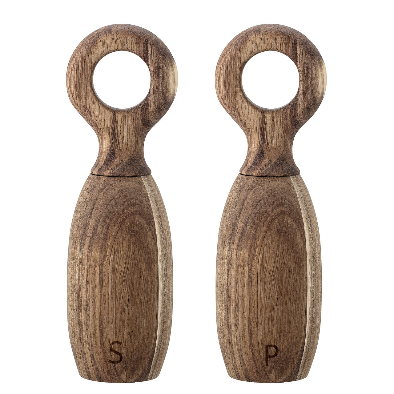 Set 2 rasnite sare si piper, Bloomingville, Martim, 6.5x21 cm, 45 ml, lemn de salcam, maro - imagine 3